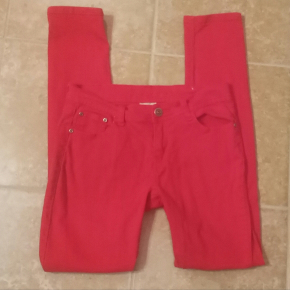 Elite Jeans Red Super Skinny Stretch Jeggings Sz.7 - Picture 1 of 3